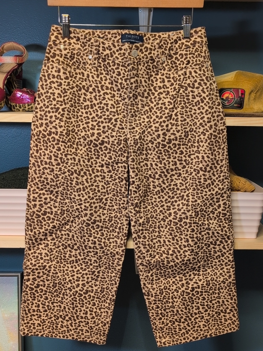 Leopard Print Chinos - Tan & Black Wide Leg Crop.